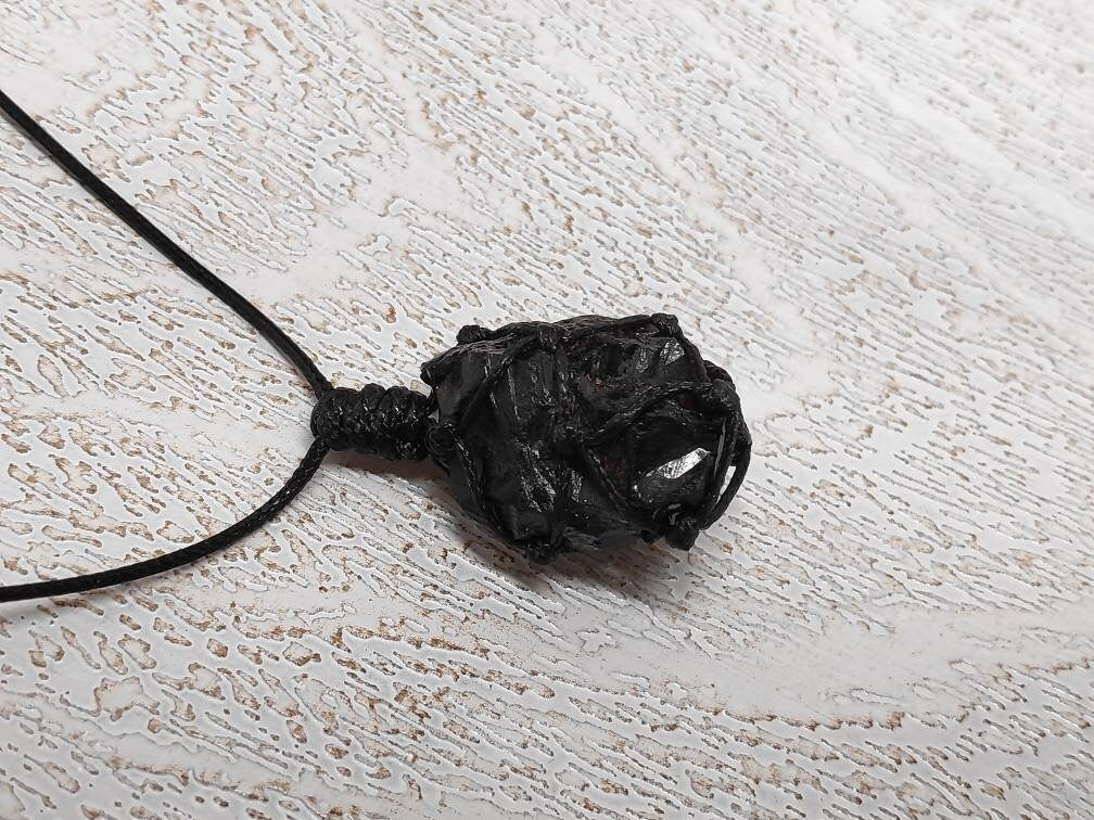 Raw Black Tourmaline, Natural Raw Stone Pendant Necklace, Healing Crystal Pendant, Unisex Necklace,Crystal Gift, Raw Gem Pendant,