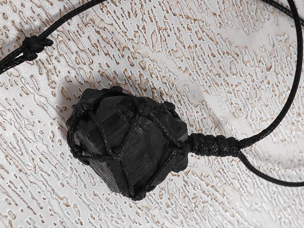 Raw Black Tourmaline, Natural Raw Stone Pendant Necklace, Healing Crystal Pendant, Unisex Necklace,Crystal Gift, Raw Gem Pendant,