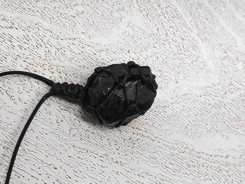Raw Black Tourmaline, Natural Raw Stone Pendant Necklace, Healing Crystal Pendant, Unisex Necklace,Crystal Gift, Raw Gem Pendant,
