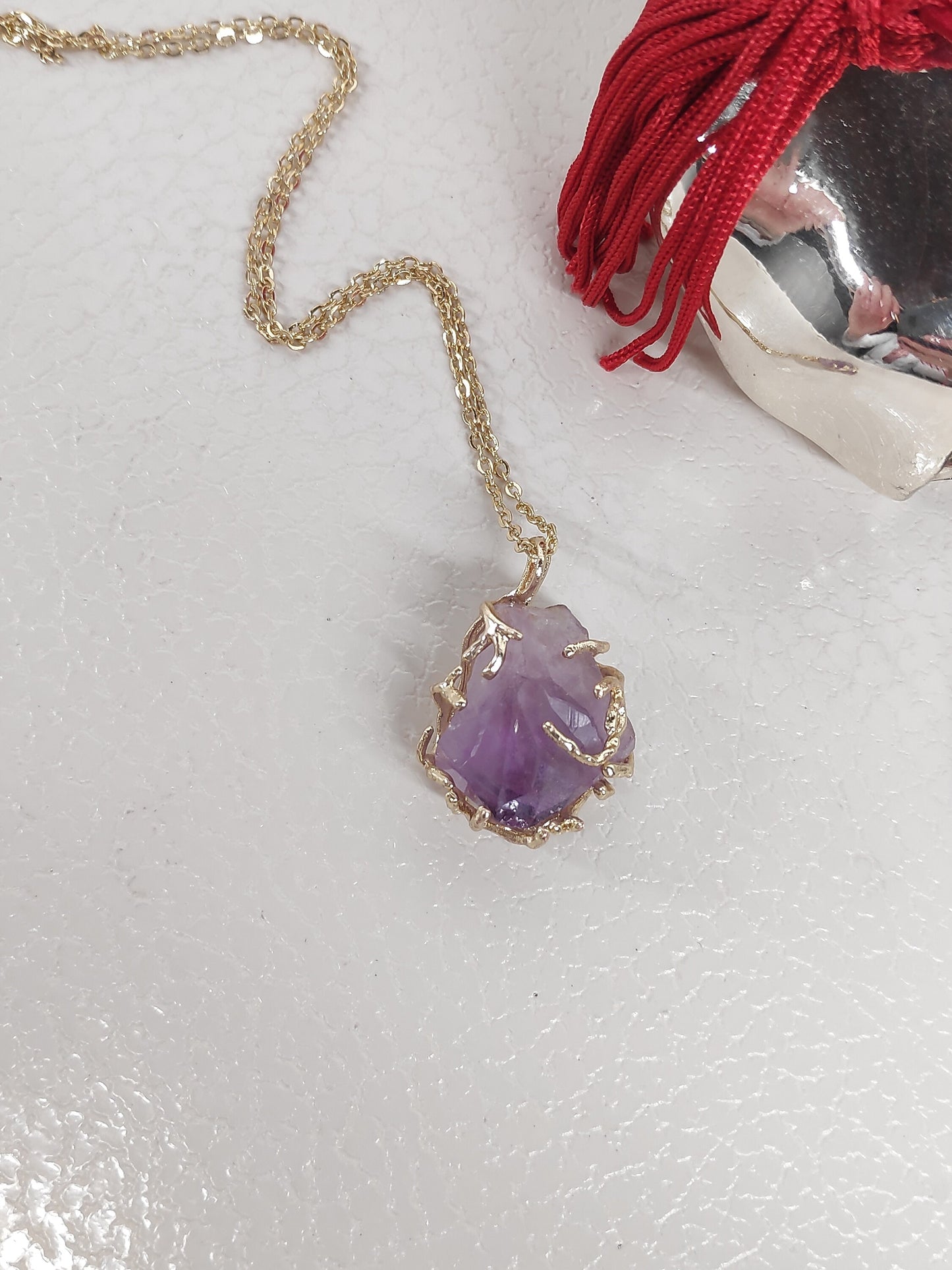 Natural Raw Amethyst Crystal Pendant Necklace For Women, natural Gemstone Necklace,Healing, Protection, party, virgo birthstone, Etsy finds