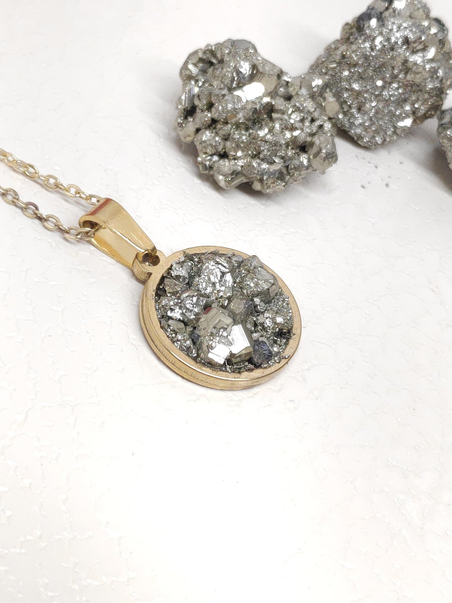 Raw Pyrite Cubes Necklace, Iron Pyrite Pendant Necklace, Wealth stone Necklace, Handmade necklace, Protection Jewellery