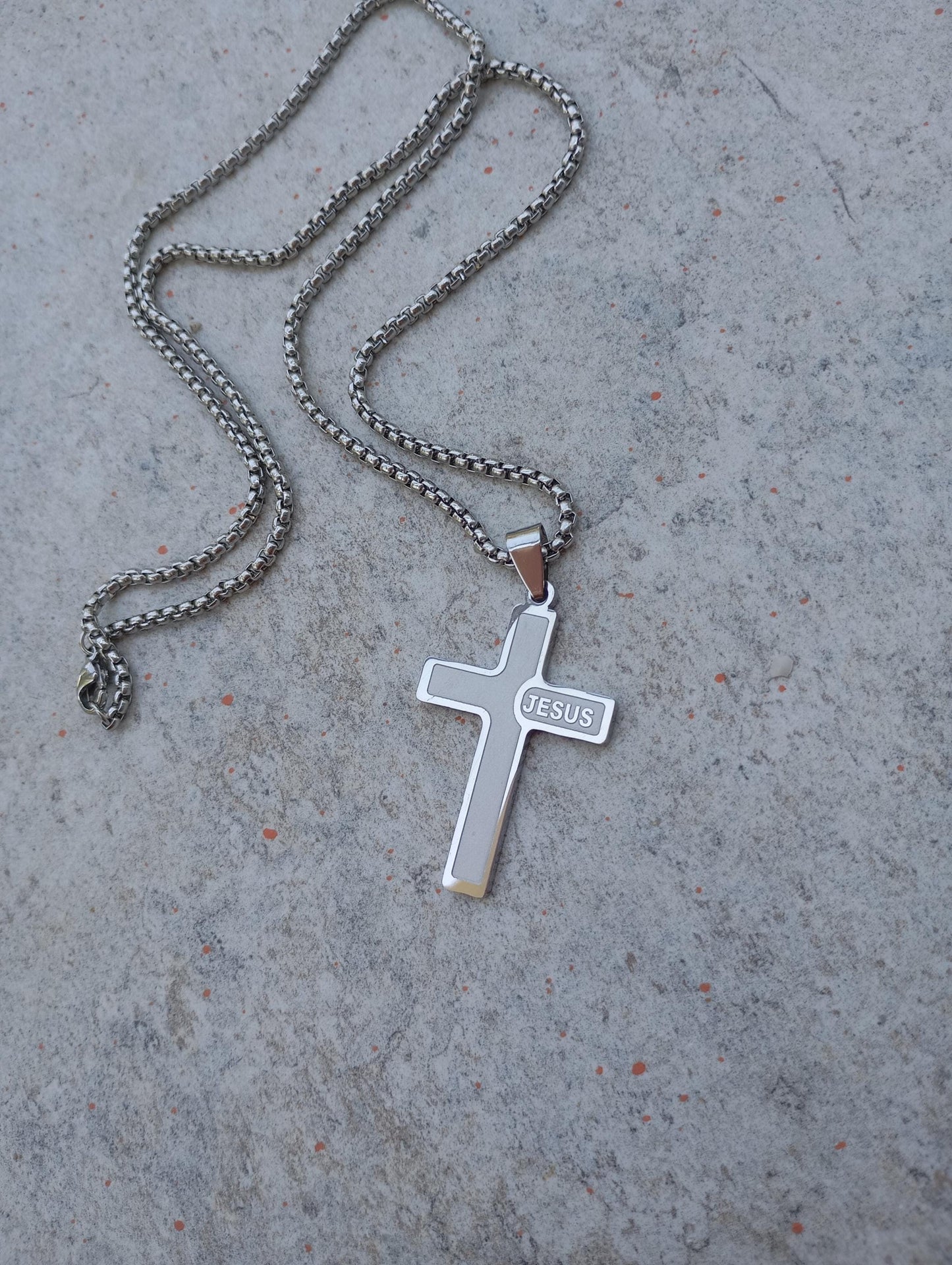 Love Jesus cross, Christian Cross Pendant Necklace for men stainless steel Religious, prayer, baptism, church, prayer, believer gift man