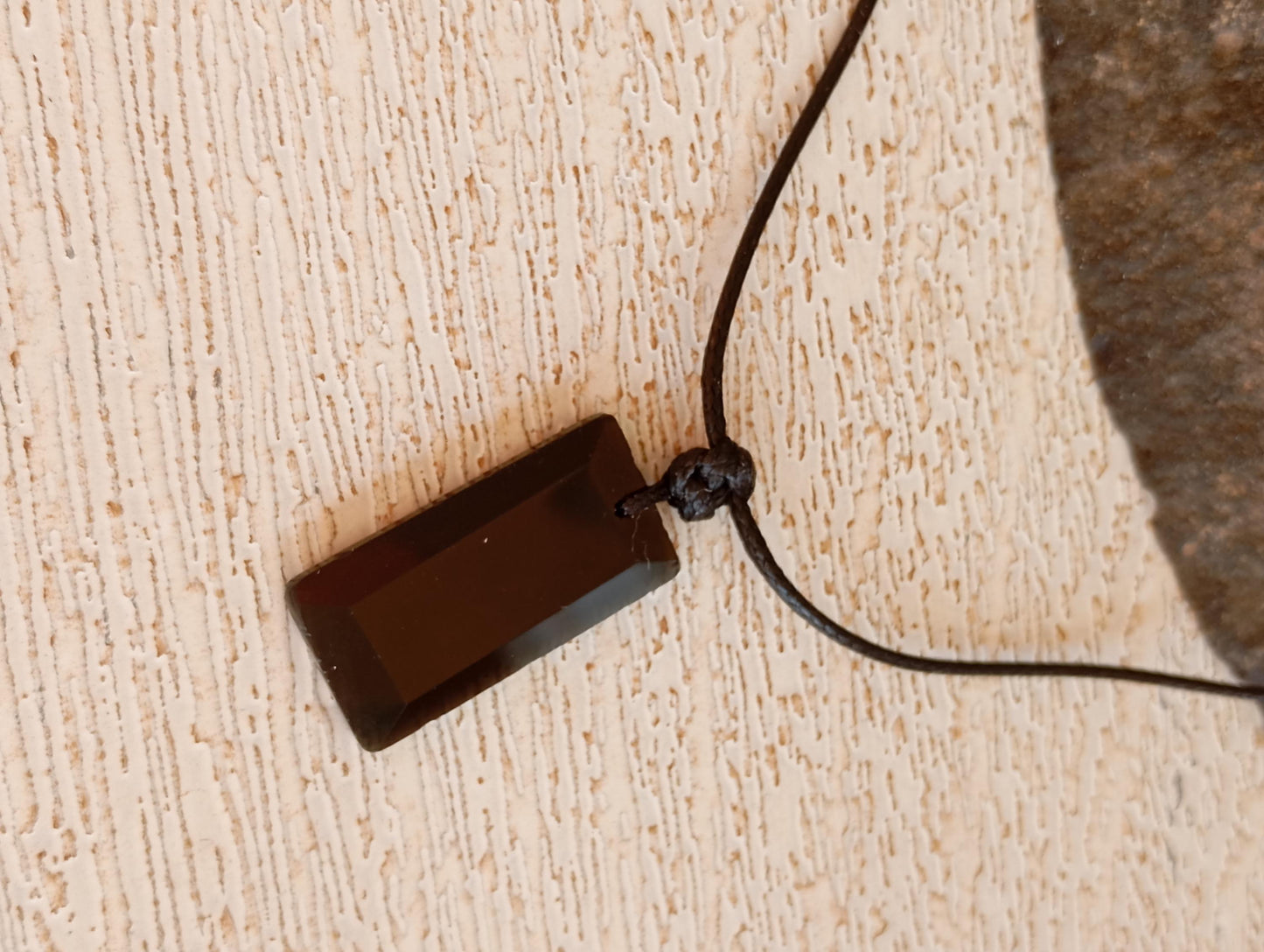 Black Obsidian Rectangular Pendant Necklace, adjustable black cord, Healing Protection fashion casual necklace, natural gemstone