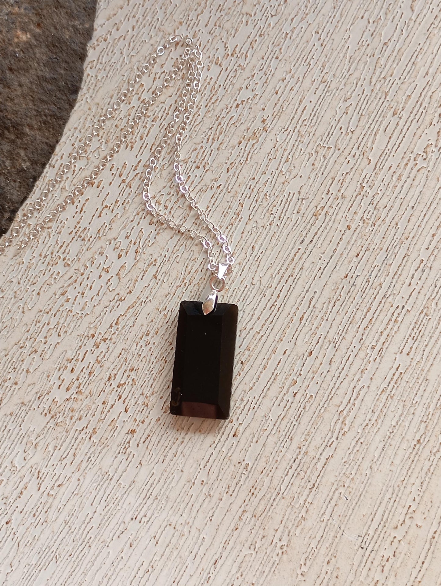 Rectangle Pendant Necklace with Natural gemstone Crystals for woman, stainless steel chain, Healing Protection Necklace