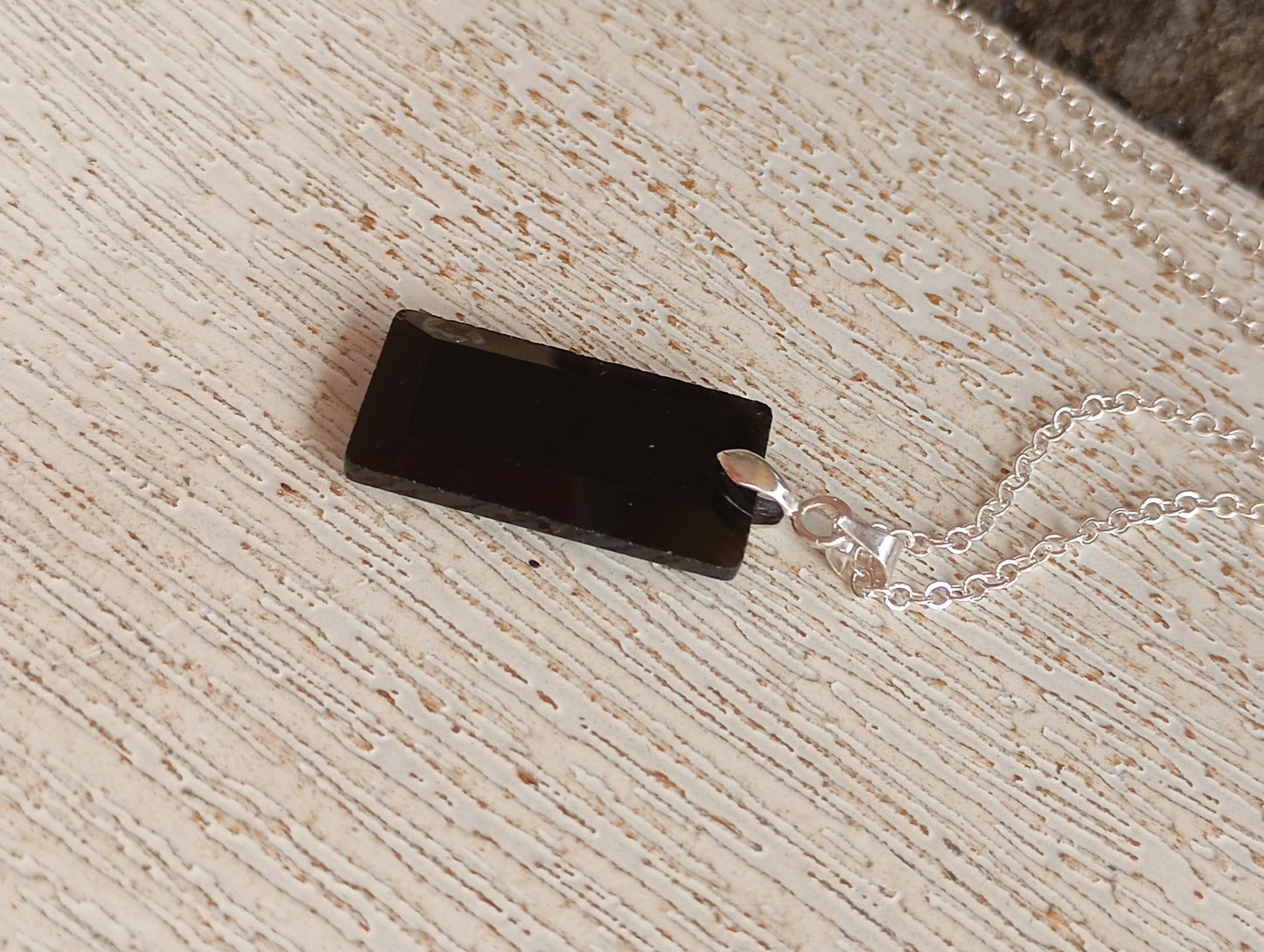 Rectangle Pendant Necklace with Natural gemstone Crystals for woman, stainless steel chain, Healing Protection Necklace