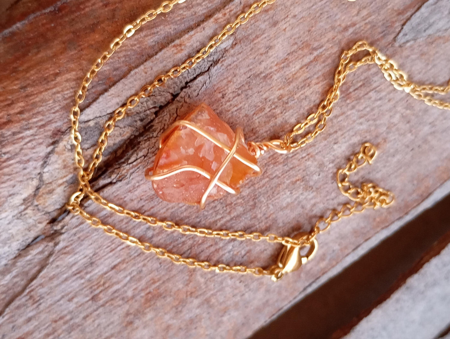 Raw Carnelian Healing Crystal Necklace, Wire Wrapped Stone, Gemstone Pendant Necklace For Women, Virgo Birthstone