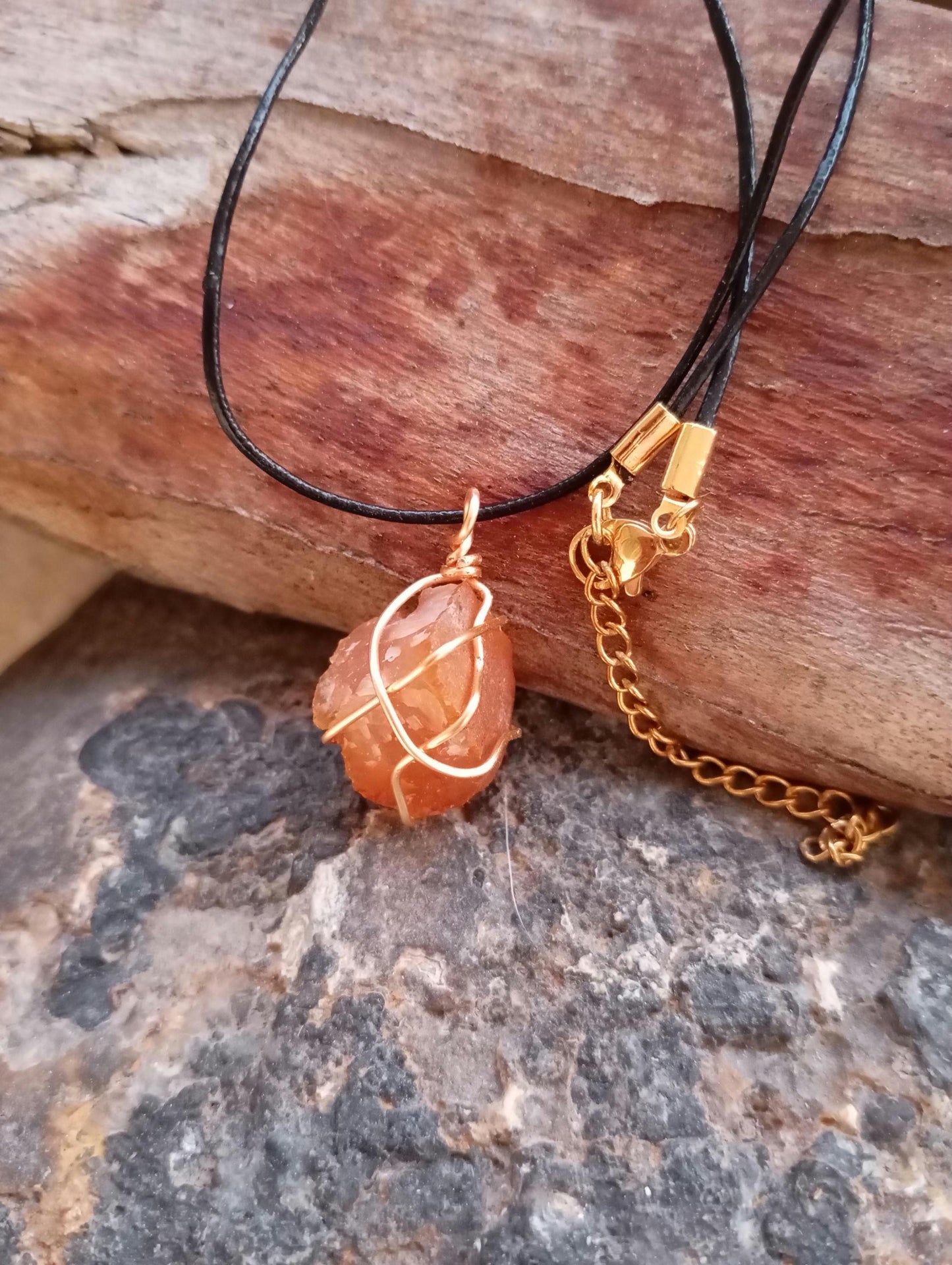 Raw Carnelian Healing Crystal Necklace, Wire Wrapped Stone, Gemstone Pendant Necklace For Women, Virgo Birthstone