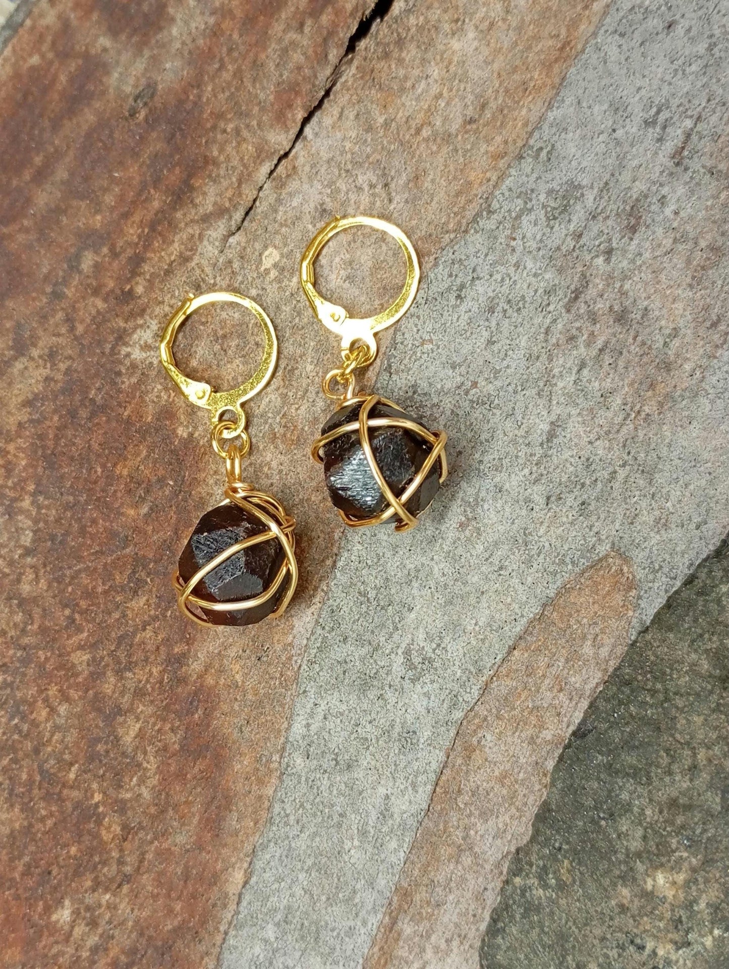 Natural Red Garnet Earrings, Healing Protection, Dainty Elegant Gemstone Earrings