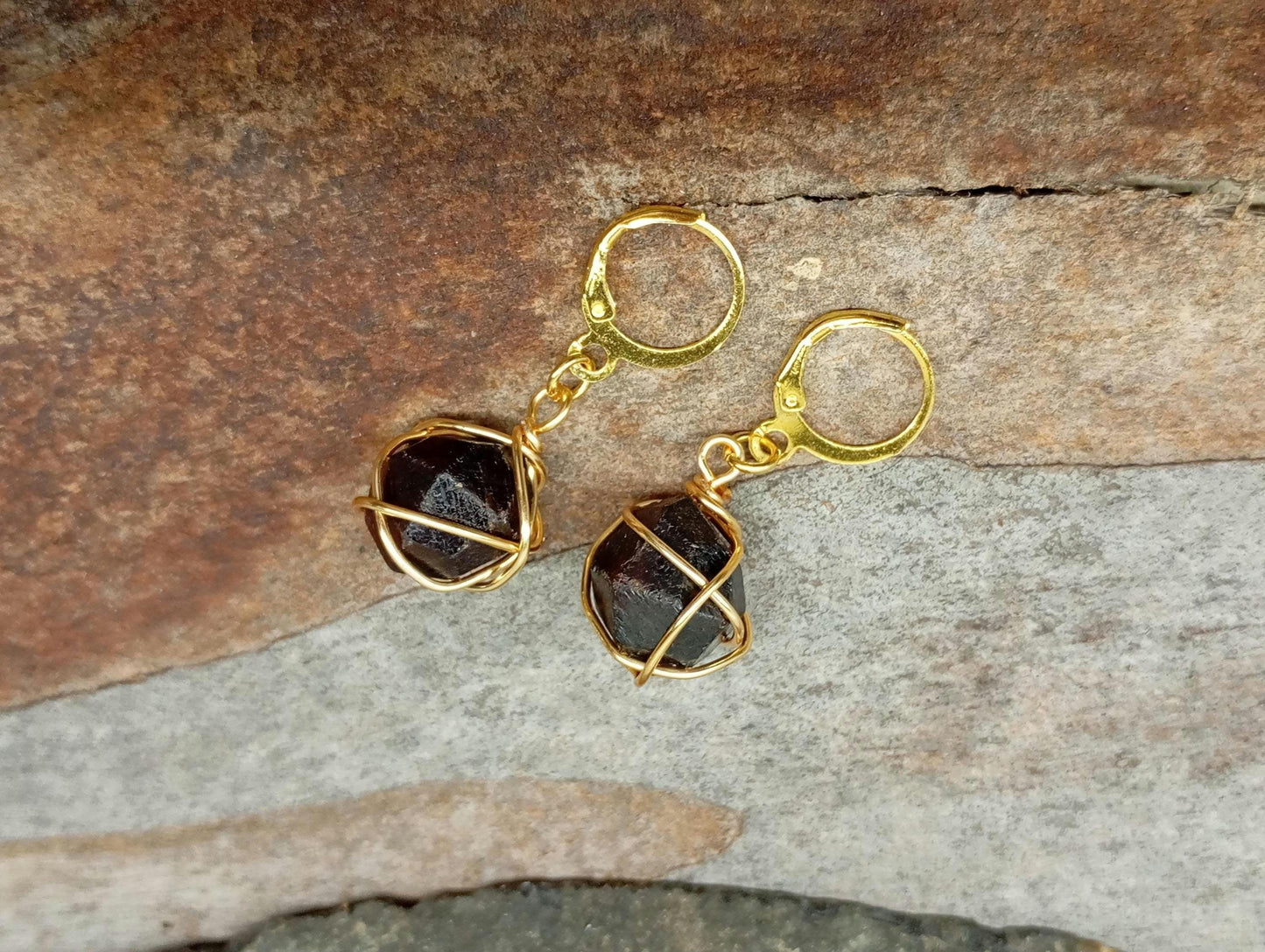 Natural Red Garnet Earrings, Healing Protection, Dainty Elegant Gemstone Earrings