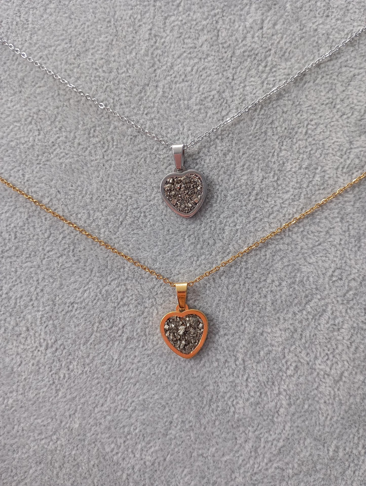 Heart pendant Raw Pyrite pendant Necklace, Wealth stone Necklace, Handmade Protection, bohemian finding, gift for girlfriend, wife