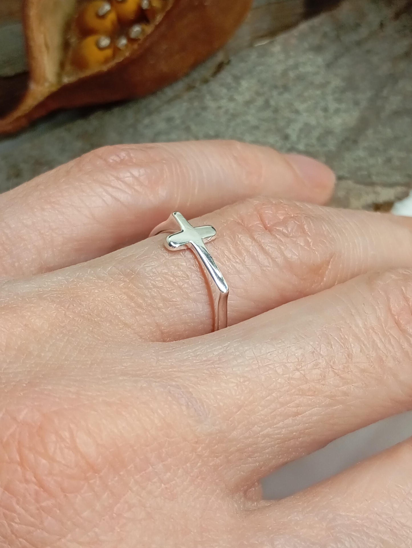 Cross ring 925 sterling silver open finger ring adjustable, charming, minimalist,dainty, church,believer, Christian cross gift for believer