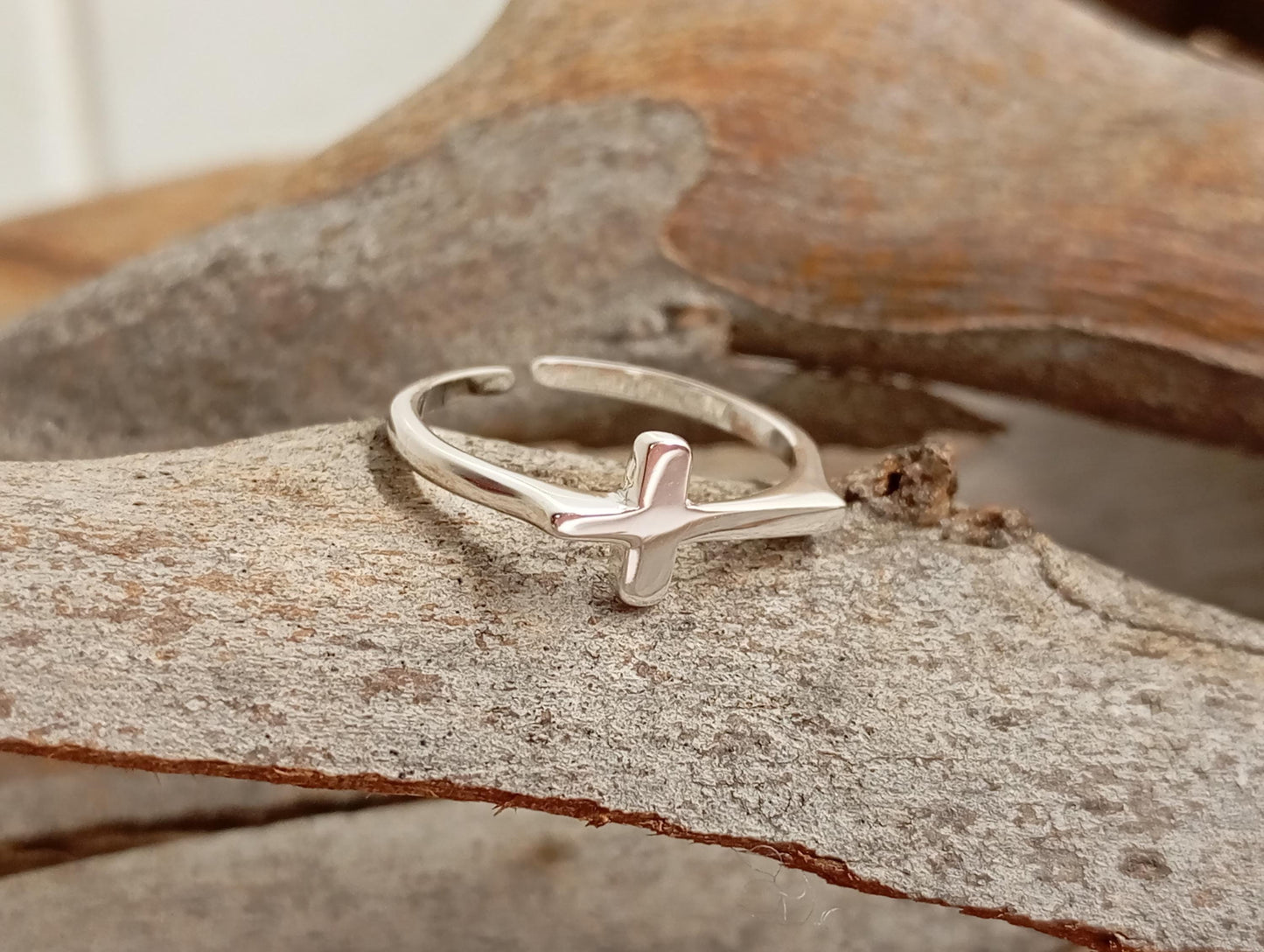 Cross ring 925 sterling silver open finger ring adjustable, charming, minimalist,dainty, church,believer, Christian cross gift for believer