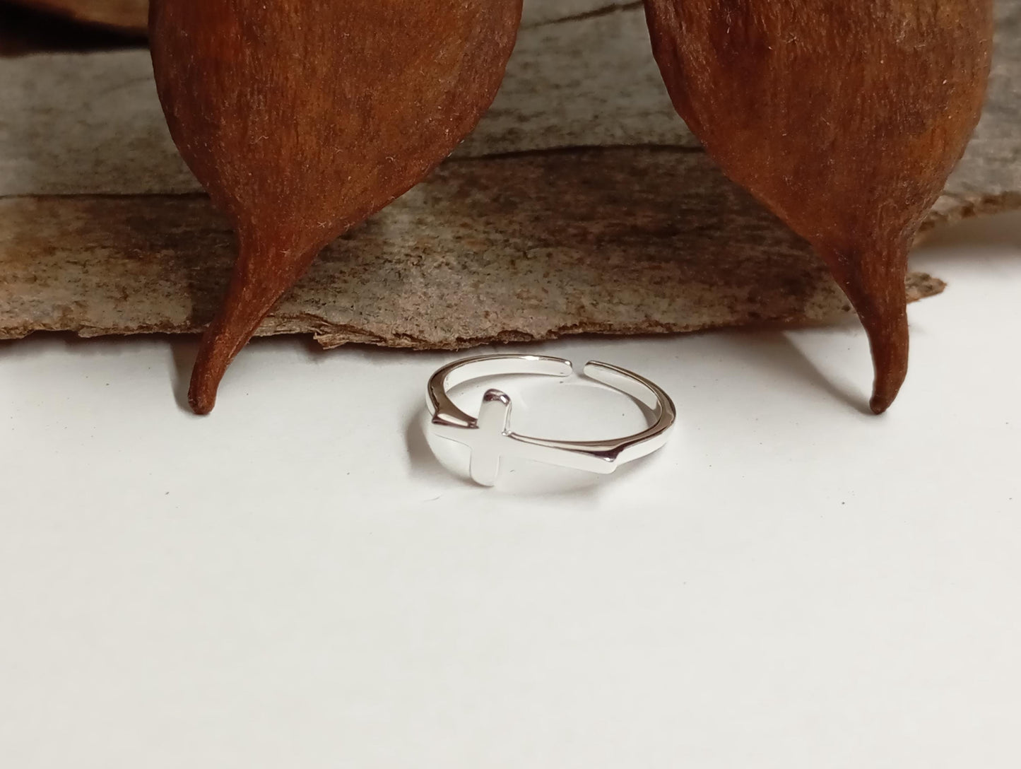 Cross ring 925 sterling silver open finger ring adjustable, charming, minimalist,dainty, church,believer, Christian cross gift for believer