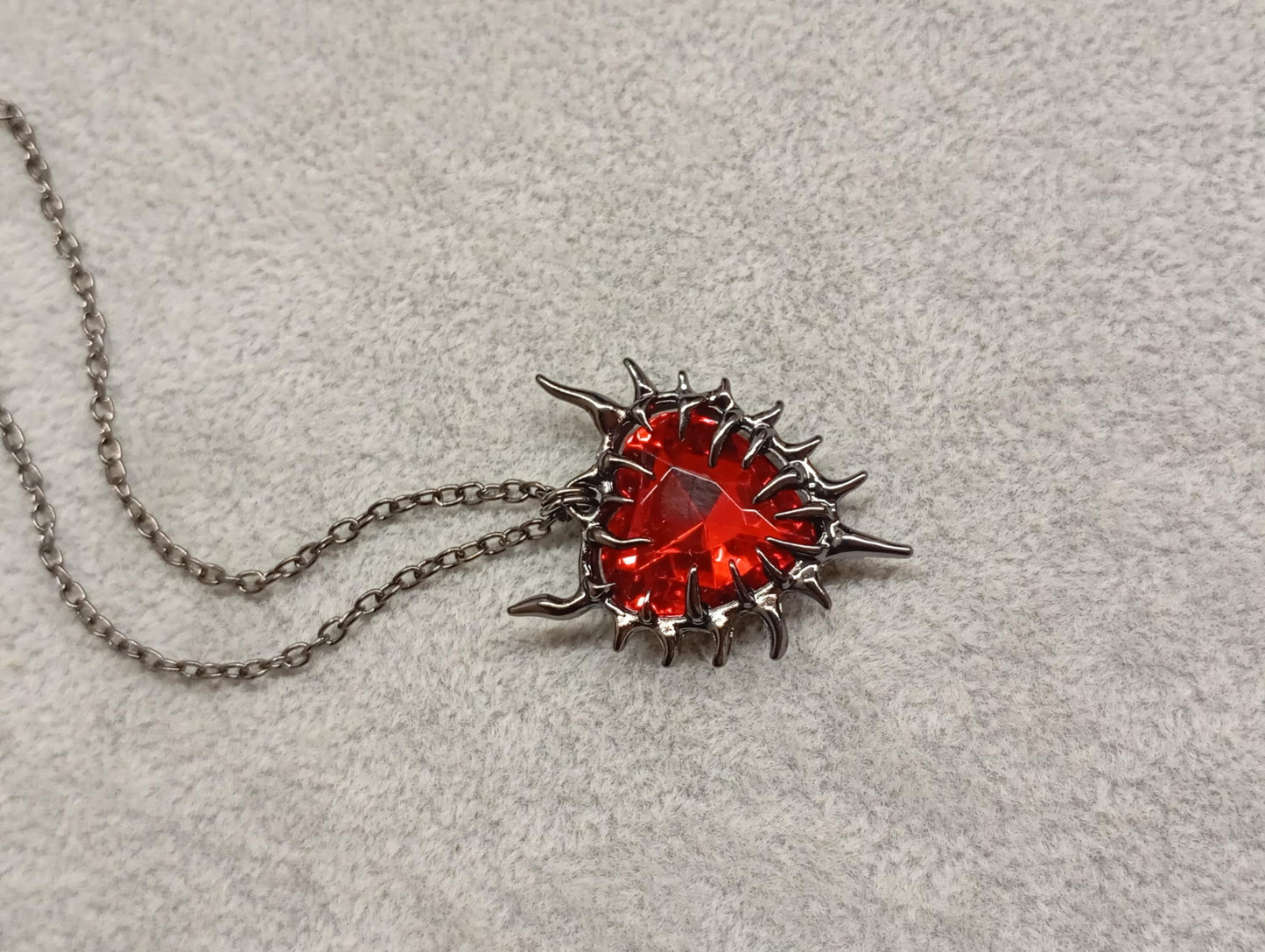 Thorn wrapped Red Heart pendant necklace, gun black plated chain Necklace, dark gothic party hip-hop, charm bohemian, gift for woman
