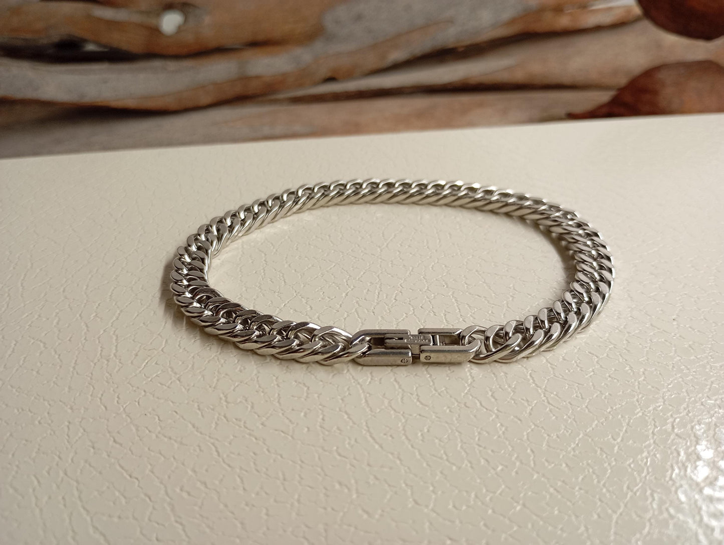 Mans Cuban link chain bracelet in stainless steel with sturdy box clasp, thick masculine , modern, casual minimalist wristband