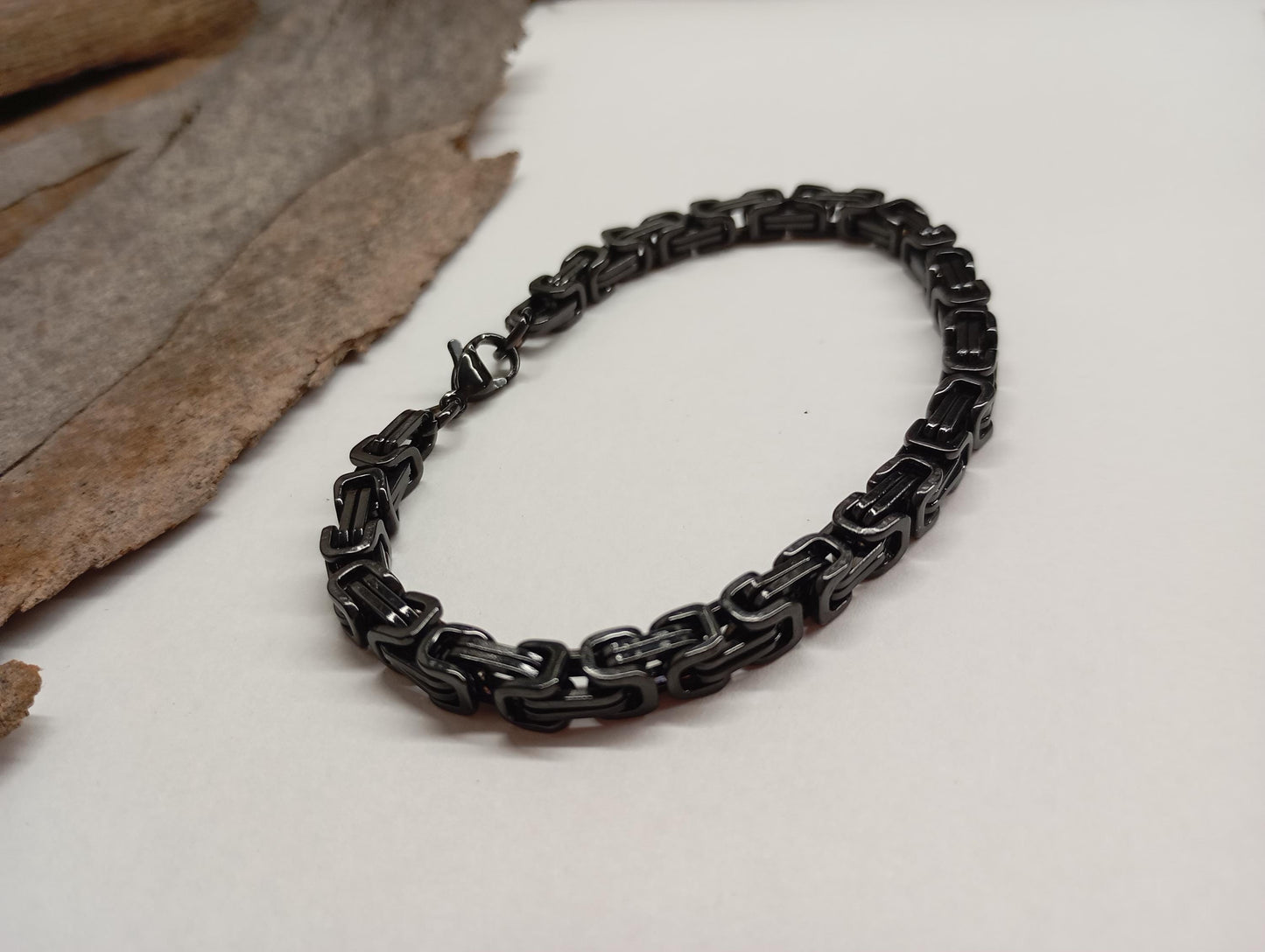 Mans chunky Byzantine braided chain bracelet stainless steel thick bracelet masculine retro stainless steel wristband