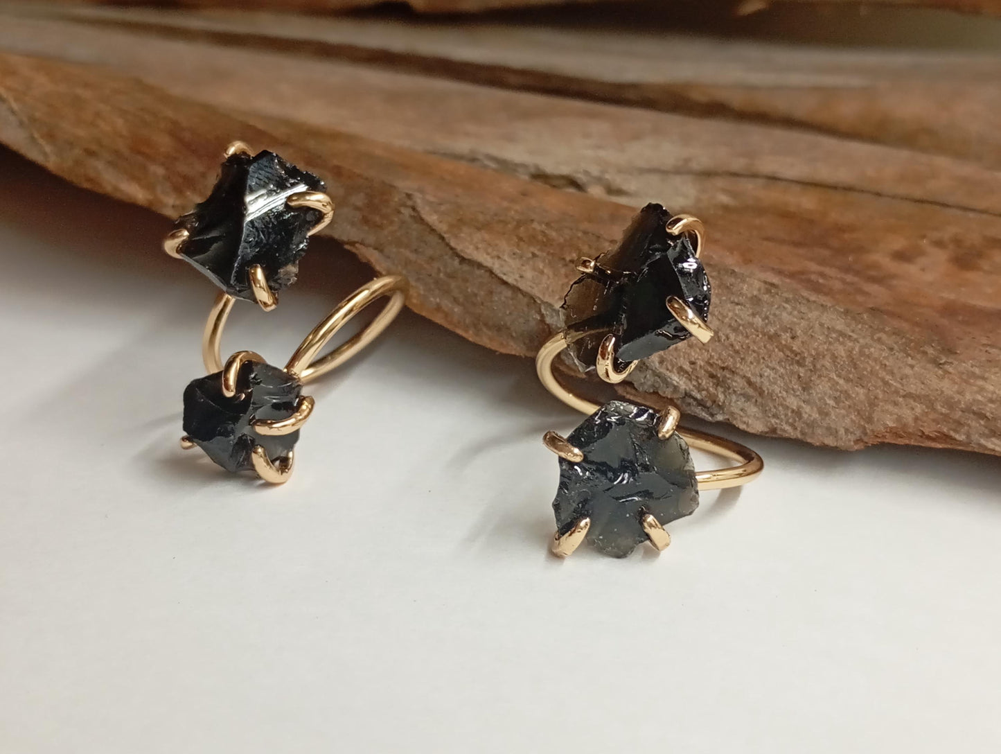 Raw black obsidian adjustable finger ring, gemstone, Reiki, fashion dainty elegant, wedding, gift for women, healing protection stone,mascot