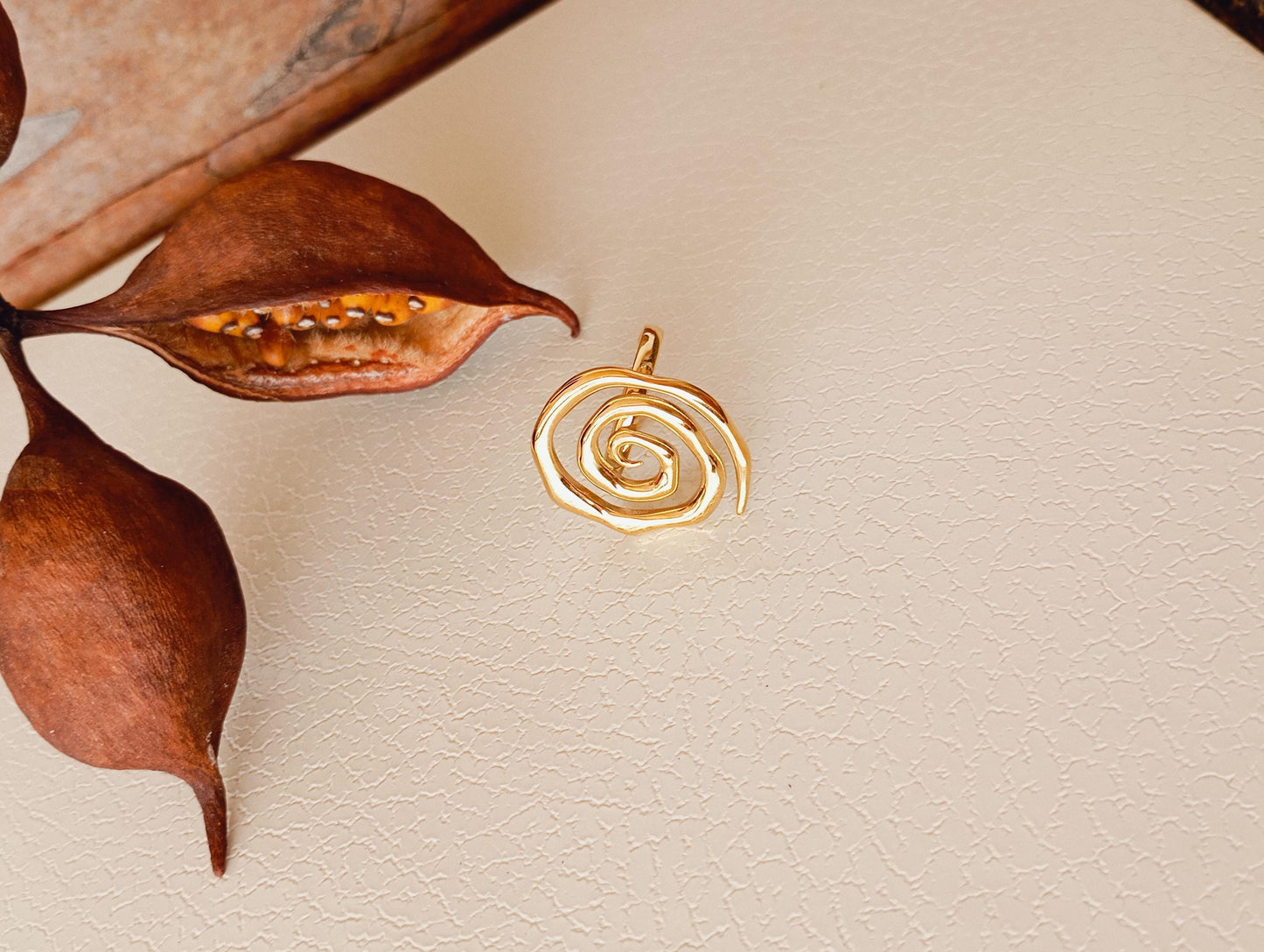 Gold Spiral Open Ring Adjustable Stainless Steel Statement Ring, Bold Modern Jewelry Gift for Her