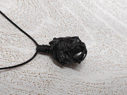 Raw Black Tourmaline, Natural Raw Stone Pendant Necklace, Healing Crystal Pendant, Unisex Necklace,Crystal Gift, Raw Gem Pendant,