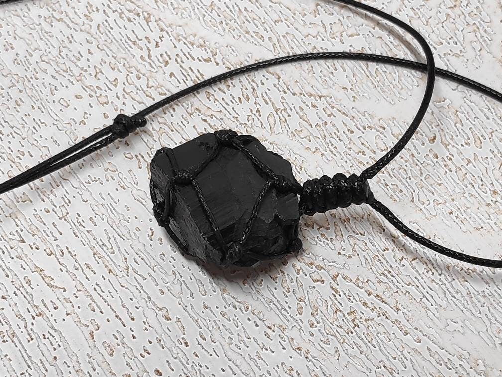 Raw Black Tourmaline, Natural Raw Stone Pendant Necklace, Healing Crystal Pendant, Unisex Necklace,Crystal Gift, Raw Gem Pendant,