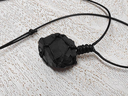 Raw Black Tourmaline, Natural Raw Stone Pendant Necklace, Healing Crystal Pendant, Unisex Necklace,Crystal Gift, Raw Gem Pendant,