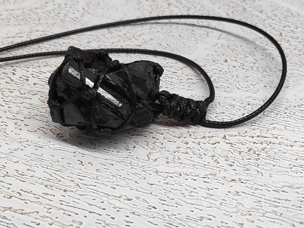 Raw Black Tourmaline, Natural Raw Stone Pendant Necklace, Healing Crystal Pendant, Unisex Necklace,Crystal Gift, Raw Gem Pendant,