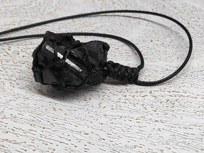 Raw Black Tourmaline, Natural Raw Stone Pendant Necklace, Healing Crystal Pendant, Unisex Necklace,Crystal Gift, Raw Gem Pendant,