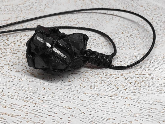 Raw Black Tourmaline, Natural Raw Stone Pendant Necklace, Healing Crystal Pendant, Unisex Necklace,Crystal Gift, Raw Gem Pendant,