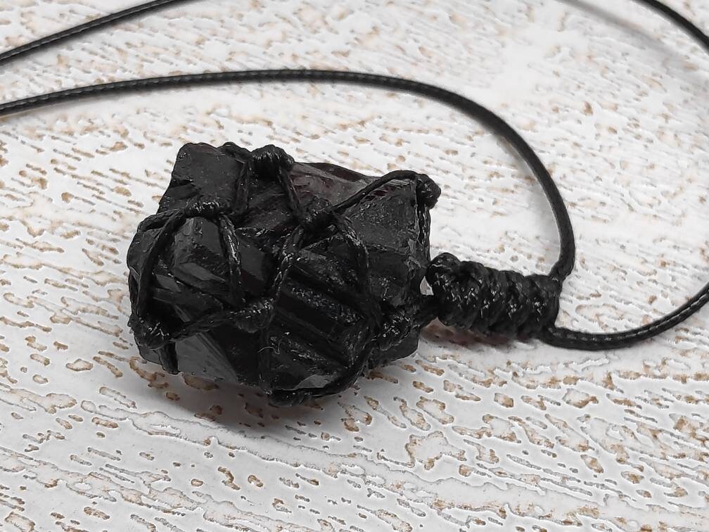 Raw Black Tourmaline, Natural Raw Stone Pendant Necklace, Healing Crystal Pendant, Unisex Necklace,Crystal Gift, Raw Gem Pendant,
