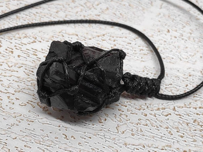 Raw Black Tourmaline, Natural Raw Stone Pendant Necklace, Healing Crystal Pendant, Unisex Necklace,Crystal Gift, Raw Gem Pendant,