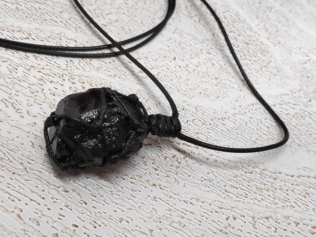 Raw Black Tourmaline, Natural Raw Stone Pendant Necklace, Healing Crystal Pendant, Unisex Necklace,Crystal Gift, Raw Gem Pendant,