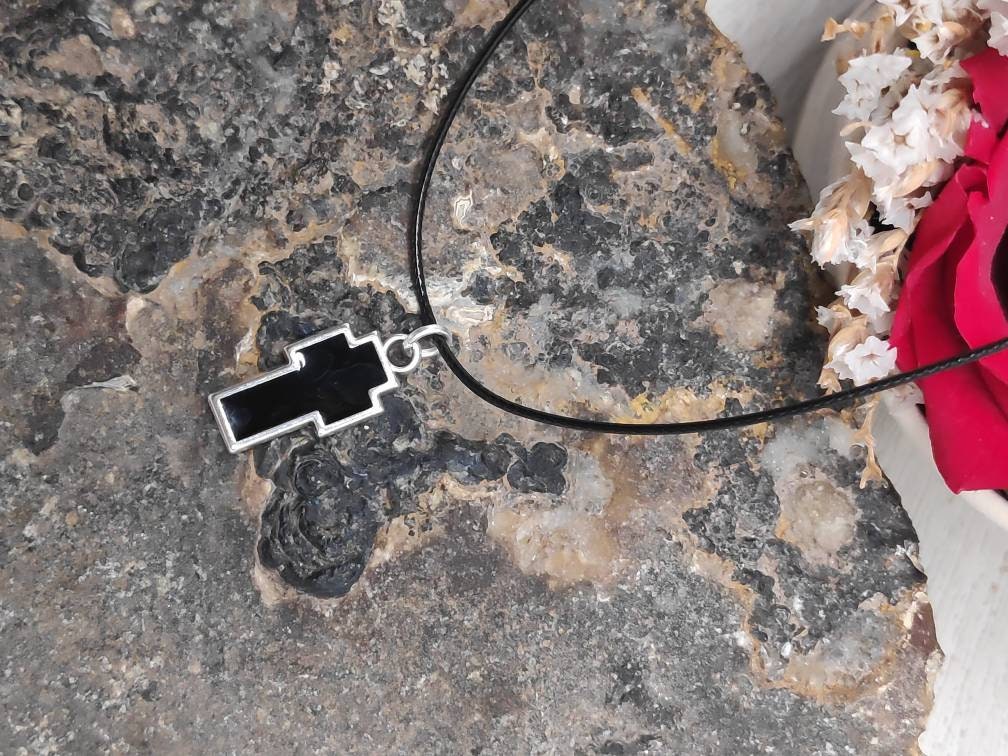 Black Enamel Cross in silver or gold pendant, chain or black cord Adjustable Necklace, gift for believer, Christian cross catholic cross