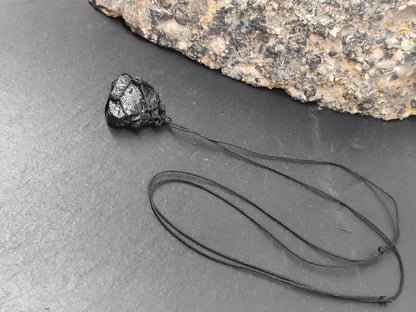 Raw Black Tourmaline Pendant Necklace, Grounding vampire protection, Healing Crystal Pendant, reiki necklace, Tourmaline Jewelry