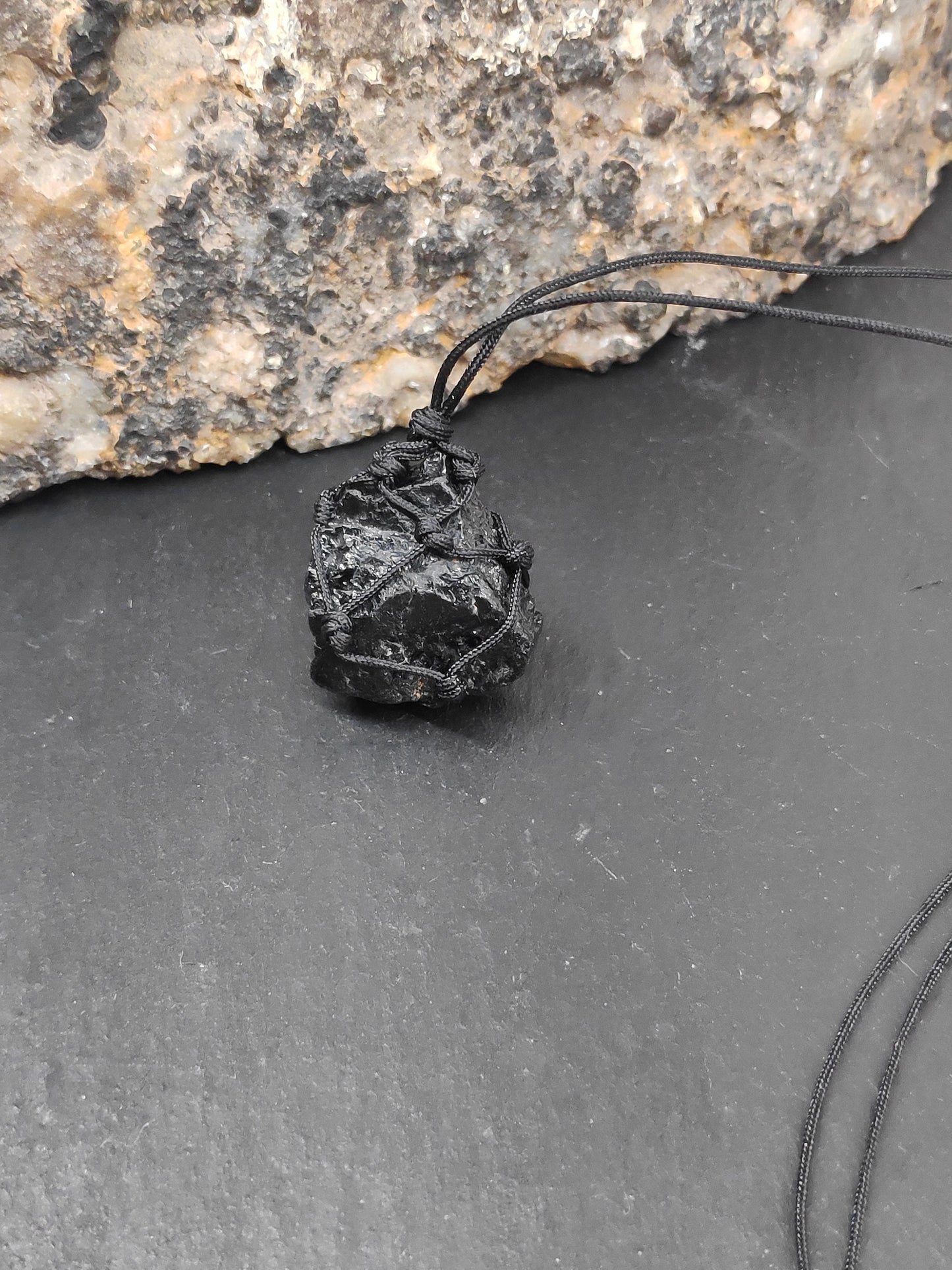 Raw Black Tourmaline Pendant Necklace, Grounding vampire protection, Healing Crystal Pendant, reiki necklace, Tourmaline Jewelry