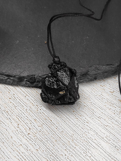 Raw Black Tourmaline Pendant Necklace, Grounding vampire protection, Healing Crystal Pendant, reiki necklace, Tourmaline Jewelry