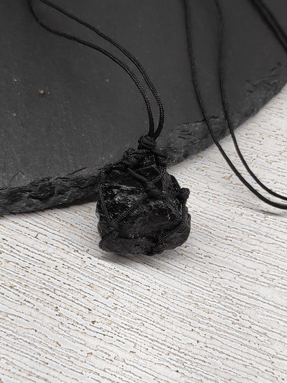 Raw Black Tourmaline Pendant Necklace, Grounding vampire protection, Healing Crystal Pendant, reiki necklace, Tourmaline Jewelry