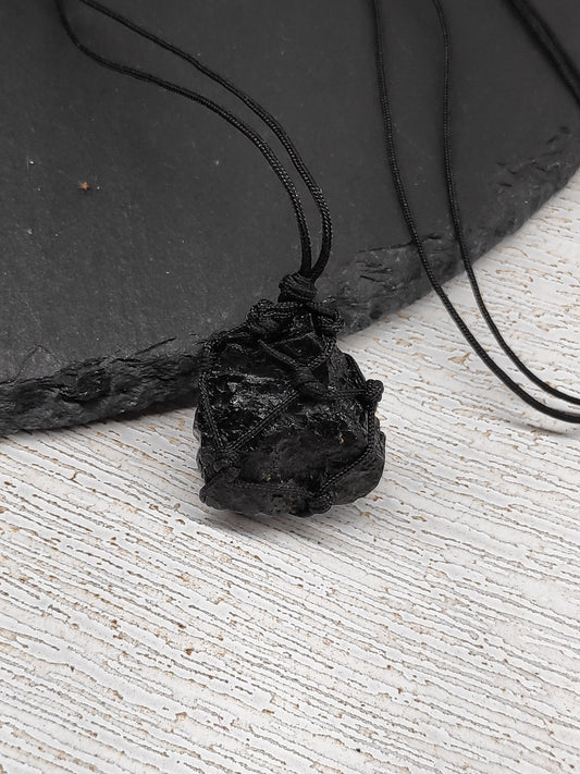 Raw Black Tourmaline Pendant Necklace, Grounding vampire protection, Healing Crystal Pendant, reiki necklace, Tourmaline Jewelry