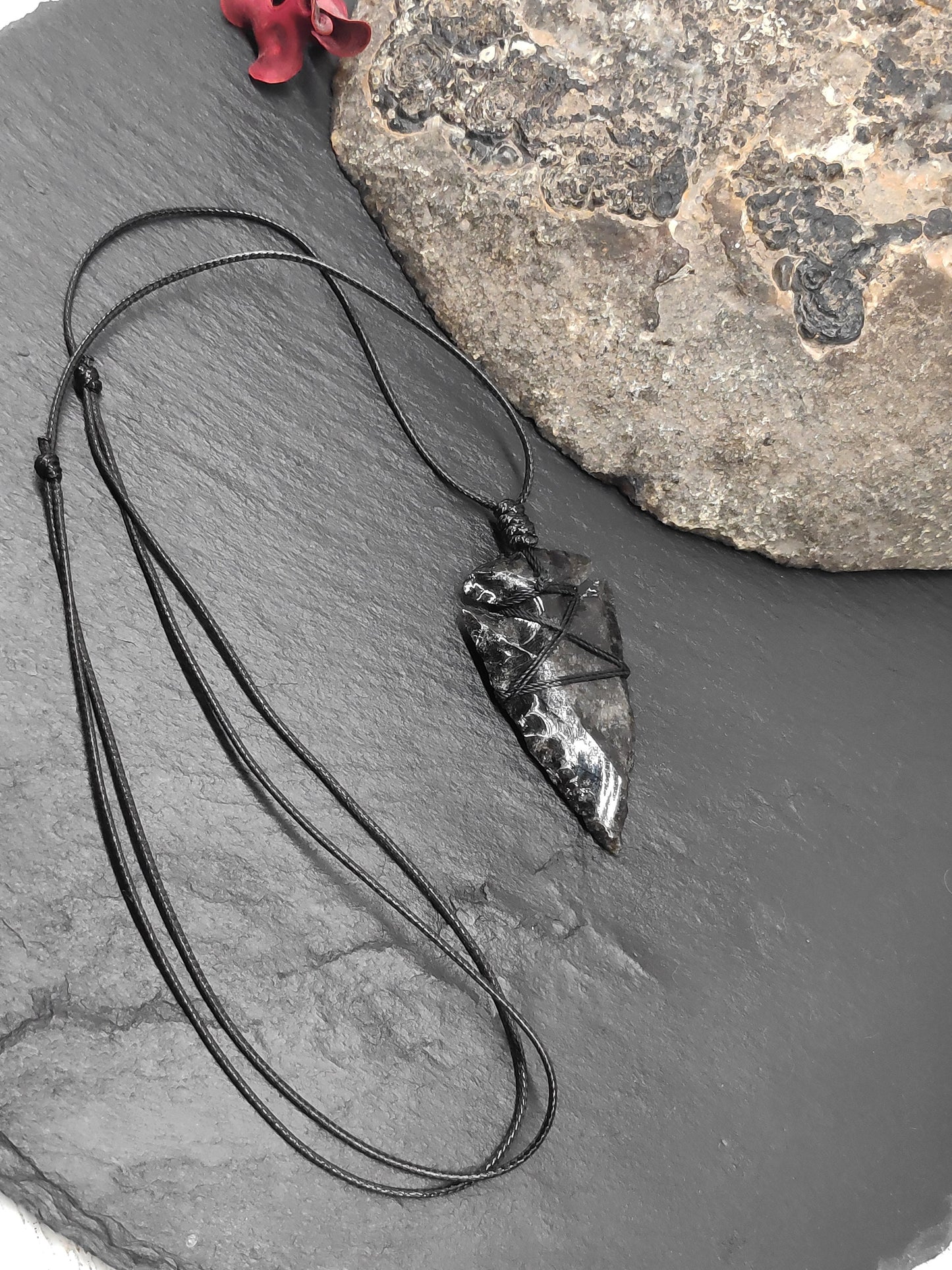 Raw Black Obsidian Arrowhead Pendant Necklace, Handmade  Carved Crystal Arrowhead Necklace, Energy Protection Healing Crystal Pendant