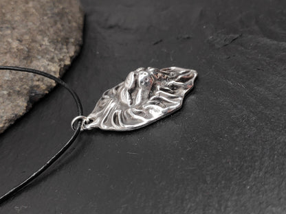 Lion head Pendant Necklace, Stainless Steal Lion Charms Necklace, Men's Pendant, Adjustable Black Cord Leather Necklace, Gift for Man