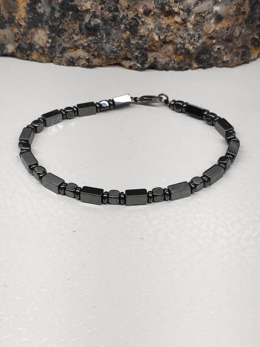 Hematite Cubes Beads Bracelet Men, Hematite bracelet Gemstone Bracelet, Healing Bracelet, Energy Grounding bracelet , Protection Bracelet