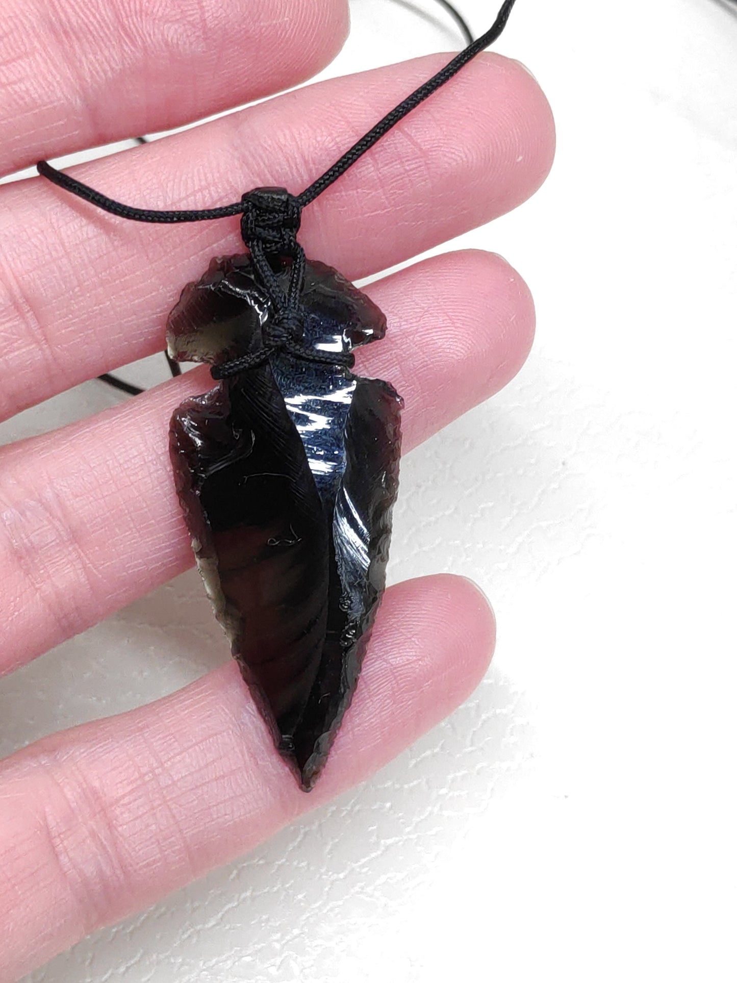 Raw Black Obsidian Arrowhead Pendant Necklace, Handmade Carved Crystal Arrowhead Necklace, Healing Protection Crystal Pendant