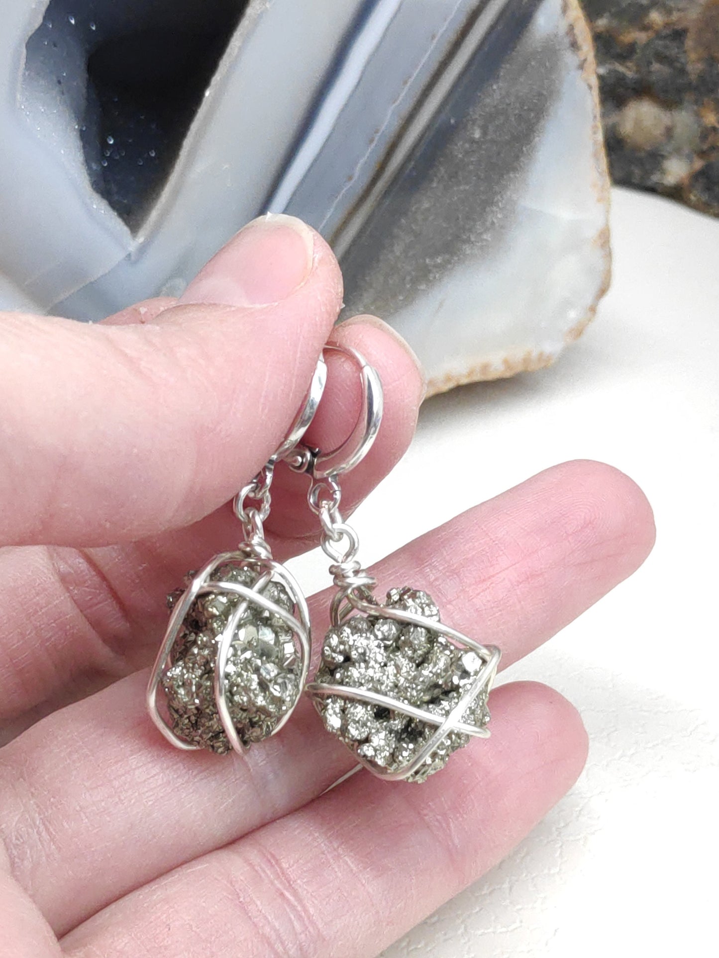 Natural Iron Pyrite Earrings, Healing Protection, Unique, Catching eye, Sparkly Dainty Elegant Evening Wedding Party Natural Gem Earrings