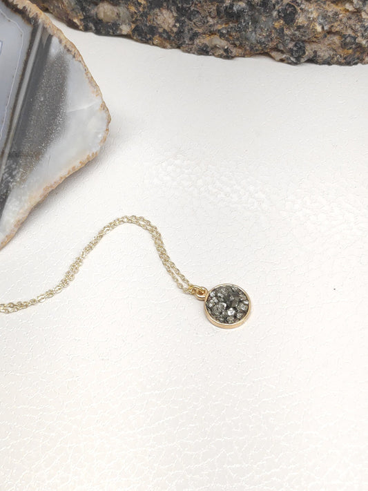 Raw Pyrite Cubes Necklace, Iron Pyrite Pendant Necklace, Natural Rough Pyrite  Necklace,Protection Jewellery