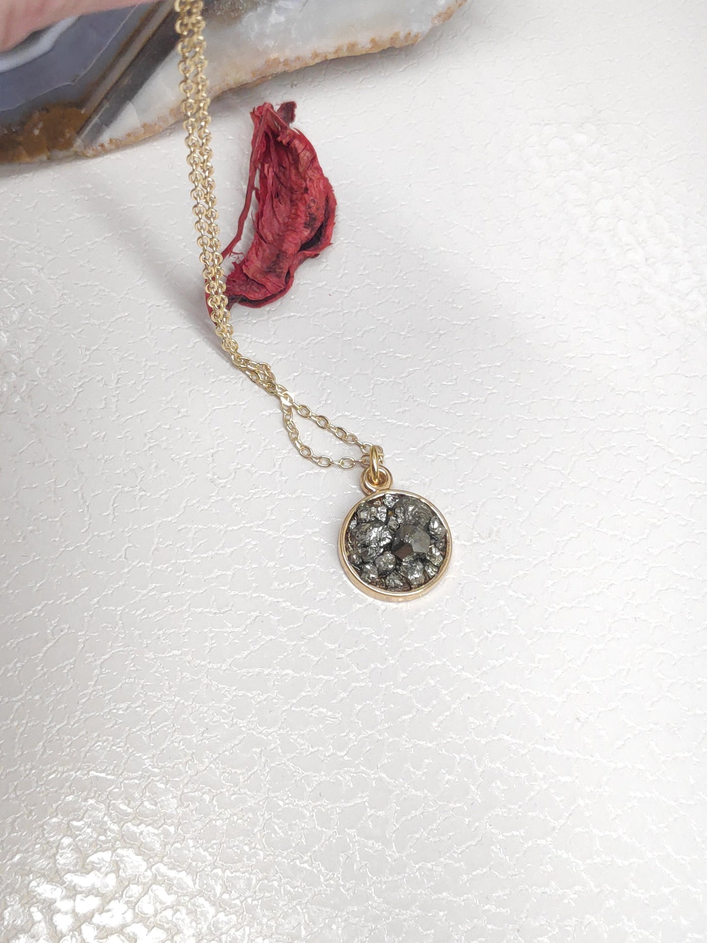 Raw Pyrite Cubes Necklace, Iron Pyrite Pendant Necklace, Natural Rough Pyrite  Necklace,Protection Jewellery