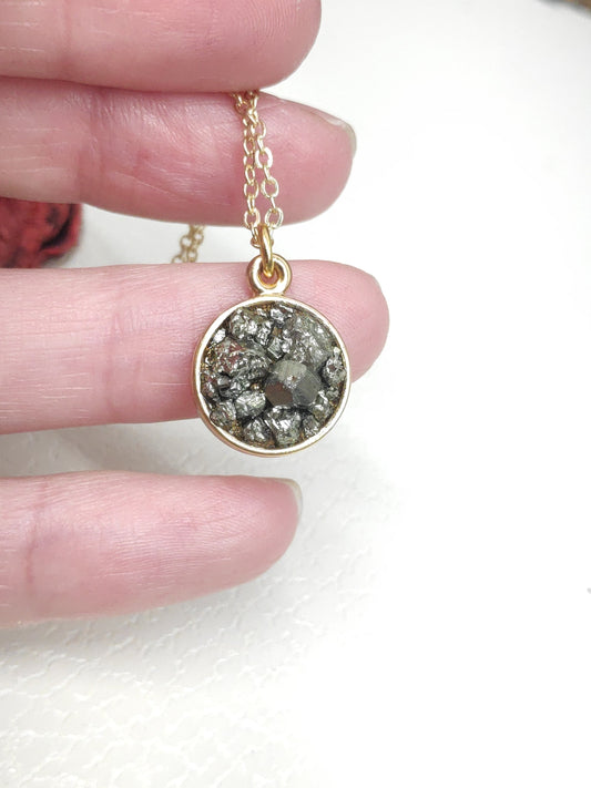 Raw Pyrite Cubes Necklace, Iron Pyrite Pendant Necklace, Natural Rough Pyrite  Necklace,Protection Jewellery