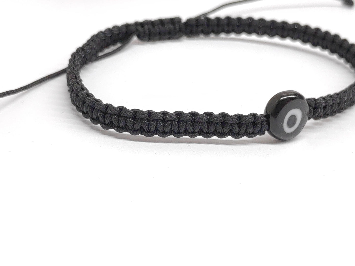 Evil eye Bracelet, Minimalist Macrame Knotted Adjustable black cord Protection Everyday Bracelet handmade