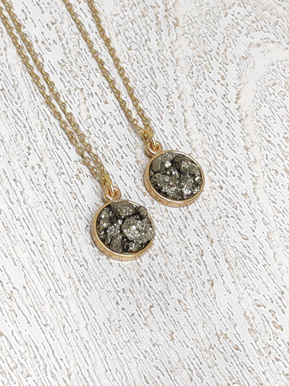 Raw Pyrite Cubes Necklace, Iron Pyrite Pendant Necklace, Natural Rough Pyrite  Necklace,Protection Jewellery