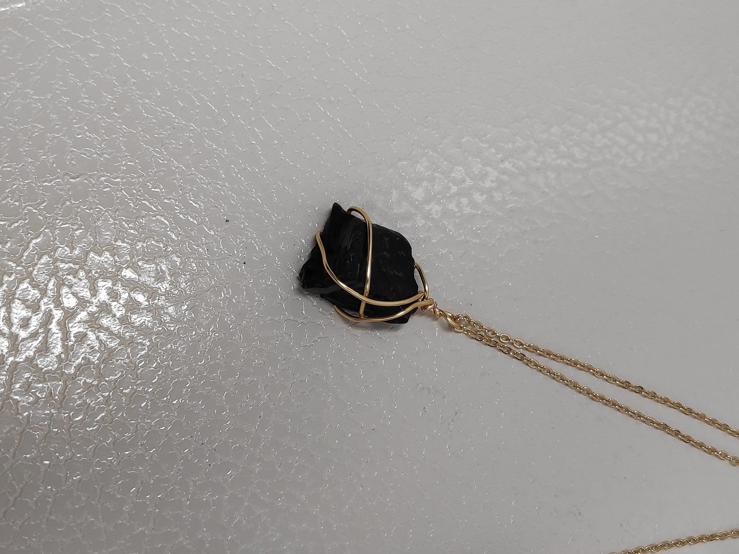 Raw Black Obsidian Pendant, Healing Crystal Pendant, Wire Wrapped Raw Stone Necklace, Protection Pendant Necklace,Natural Gemstone