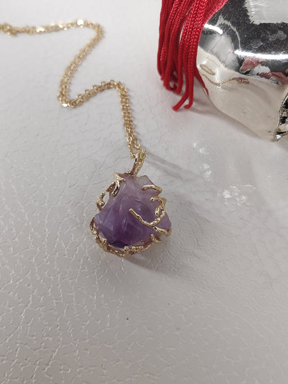 Natural Raw Amethyst Crystal Pendant Necklace For Women, natural Gemstone Necklace,Healing, Protection, party, virgo birthstone, Etsy finds