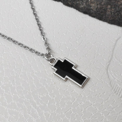 Black Enamel Cross in silver or gold pendant, chain or black cord Adjustable Necklace, gift for believer, Christian cross catholic cross